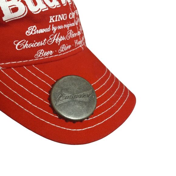 Anheuser Busch Budweiser Beer Hat Red White and Blue Adjustable Strap back - Picture 4 of 12